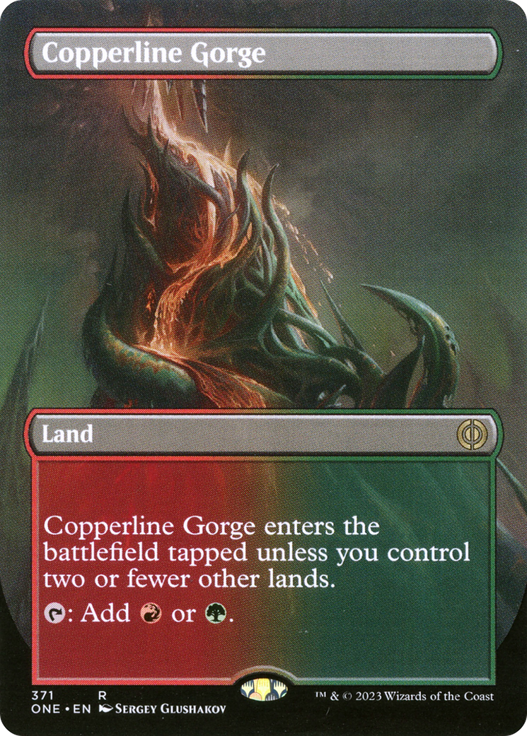 Copperline Gorge (Borderless) (ONE-371) [Phyrexia: All Will Be One] Foil