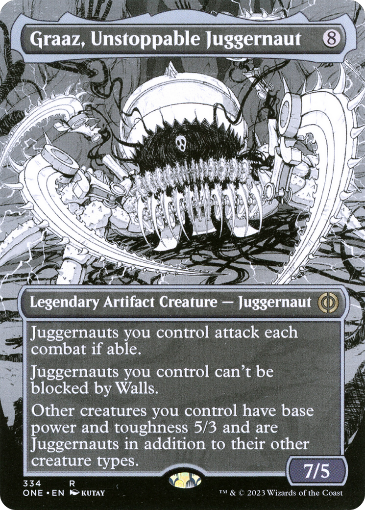Graaz, Unstoppable Juggernaut (Borderless) (ONE-334) (Showcase) [Phyrexia: All Will Be One] Foil