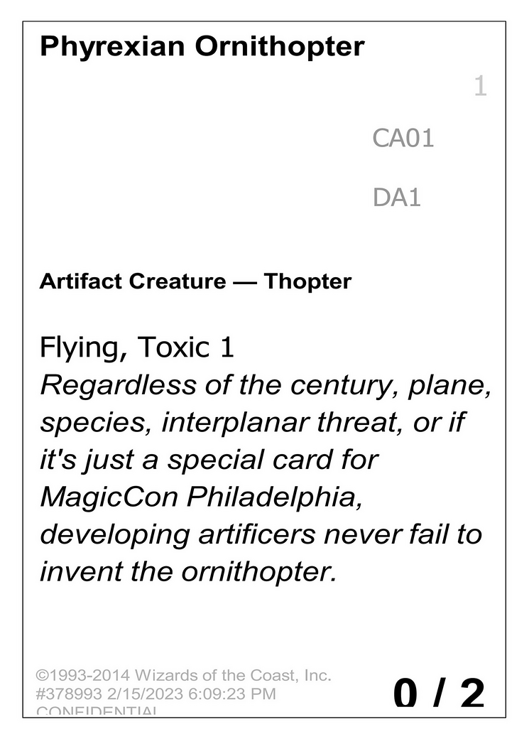 Phyrexian Ornithopter (UNK-CA01) [Unknown Event]