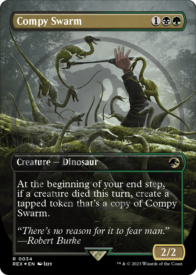 Compy Swarm (Borderless) (Emblem) (REX-034) (Borderless) [Jurassic World Collection] Foil
