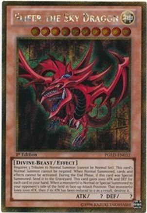 Slifer the Sky Dragon (Gold Secret Rare) (PGLD-EN032) - Premium Gold 1st Edition