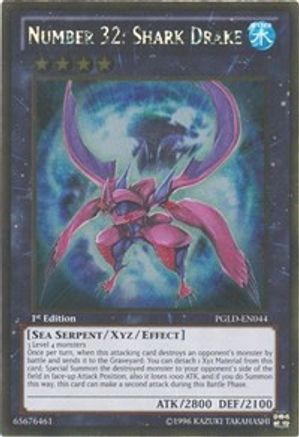 Number 32: Shark Drake (Gold Rare) (PGLD-EN044) - Premium Gold 1st Edition