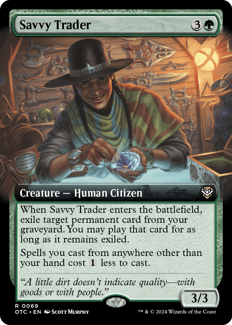 Savvy Trader (Extended Art) (OTC-069) [Outlaws of Thunder Junction Commander]