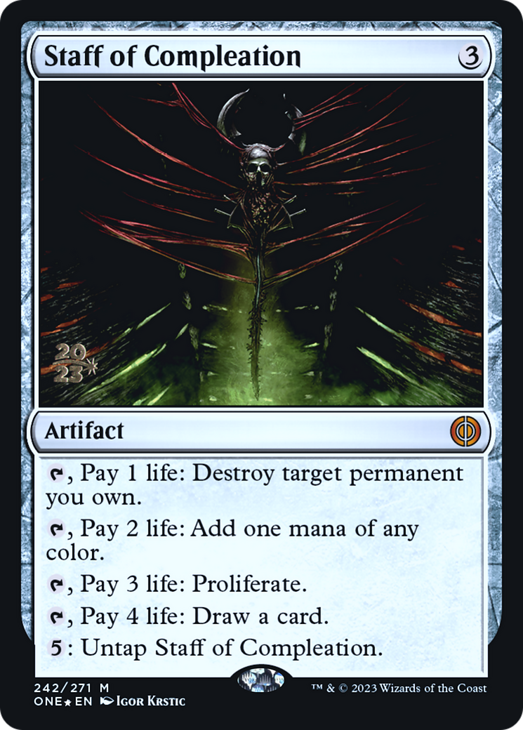Staff of Compleation (PRE-242) [Phyrexia: All Will Be One Promos] Foil