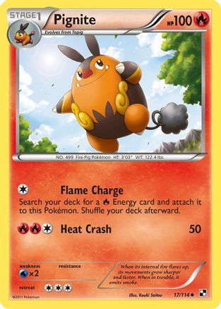 Pignite (017/114) [Black and White] Reverse Holofoil - Uncommon