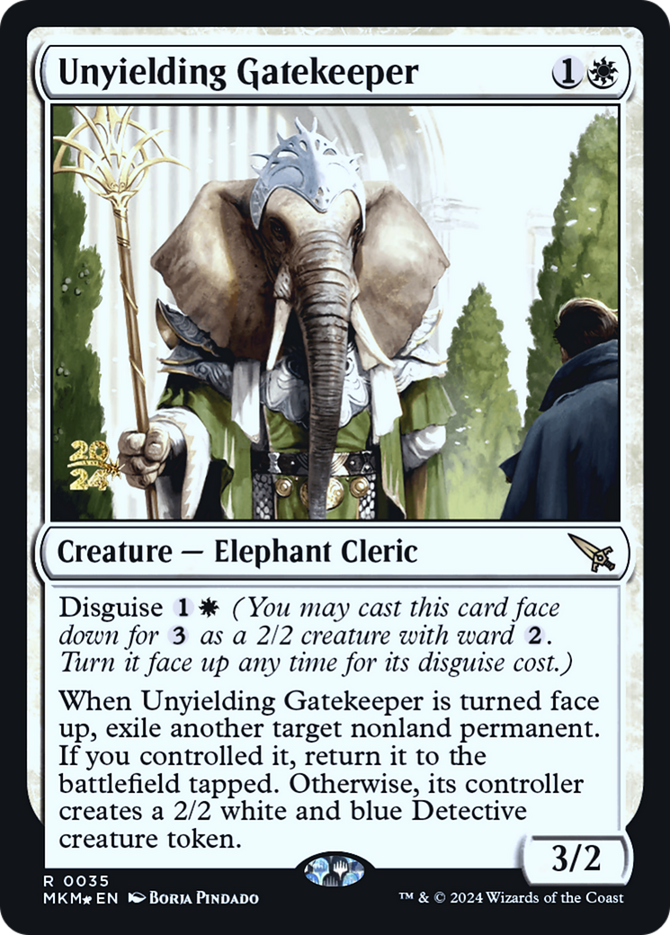 Unyielding Gatekeeper (PRE-035) [Murders at Karlov Manor Promos] Foil