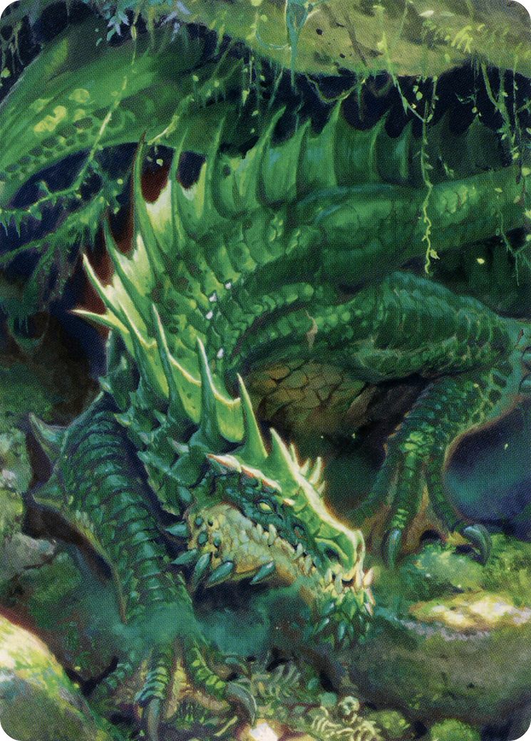 Lurking Green Dragon // Lurking Green Dragon (ACLB-001) (Borderless) [Battle for Baldur's Gate Art Series] Foil