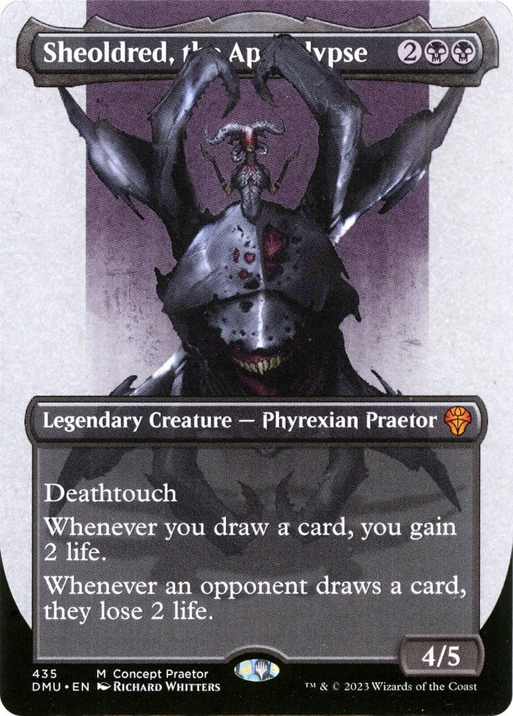 Sheoldred, the Apocalypse (Concept Praetor) (ONE-435) (Borderless) [Dominaria United]