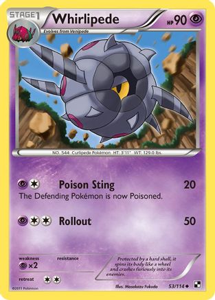 Whirlipede (53/114) [Black and White] Reverse Holofoil - Uncommon