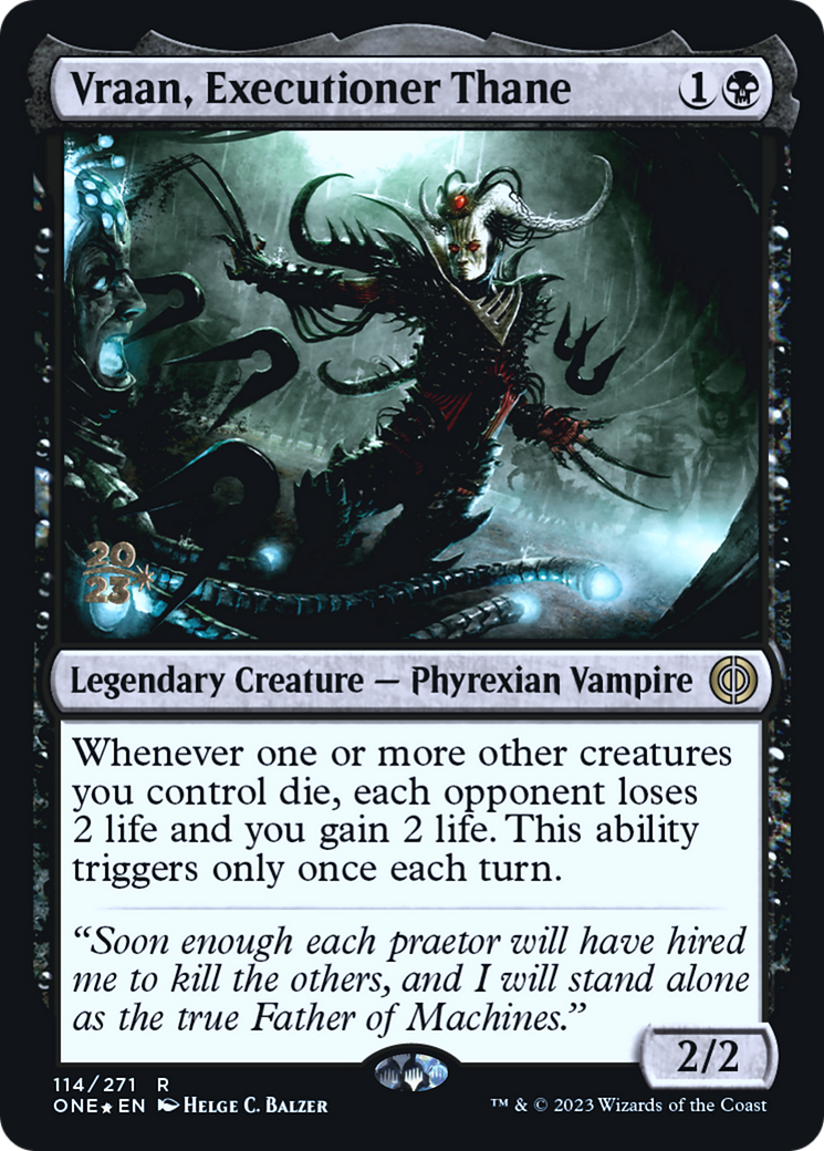 Vraan, Executioner Thane (PRE-114) [Phyrexia: All Will Be One Promos] Foil