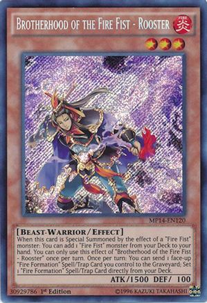 Brotherhood of the Fire Fist - Rooster (Secret Rare) (MP14-EN120) - 2014 Mega-Tins Mega Pack 1st Edition