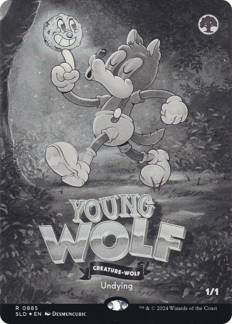 Young Wolf (Black & White Foil) (SLD-885) (Borderless) [Secret Lair Drop] Foil