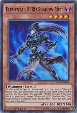 Elemental HERO Shadow Mist (Super Rare) (SDHS-EN001) - Structure Deck: HERO Strike 1st Edition