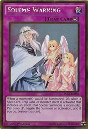 Solemn Warning (Gold Rare) (PGL2-EN068) - Premium Gold: Return of the Bling 1st Edition