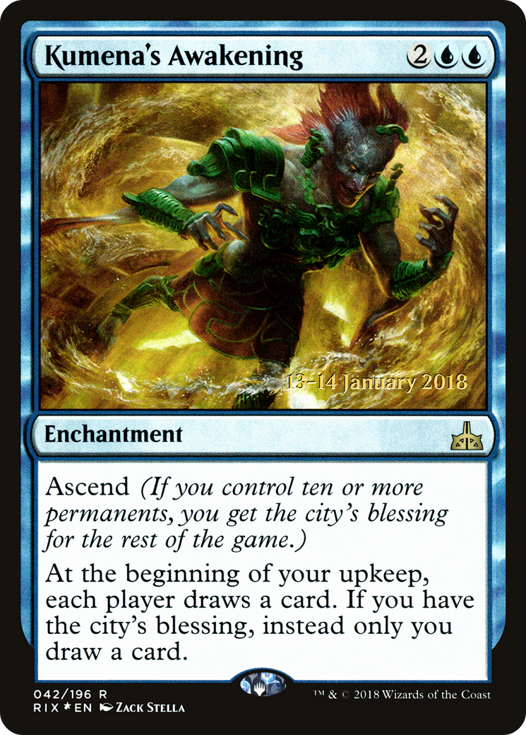 Kumena's Awakening (PRE-042) [Rivals of Ixalan Promos] Foil