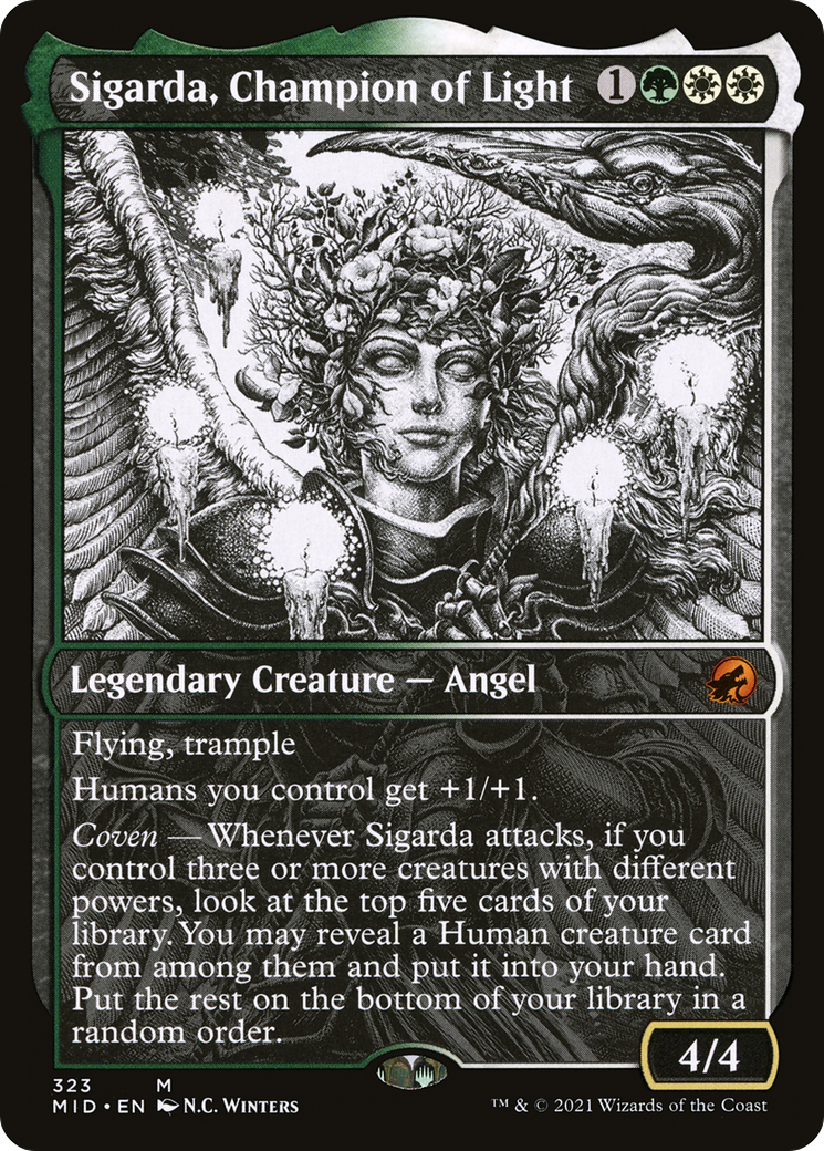 Sigarda, Champion of Light (Showcase) (MID-323) [Innistrad: Midnight Hunt] Foil