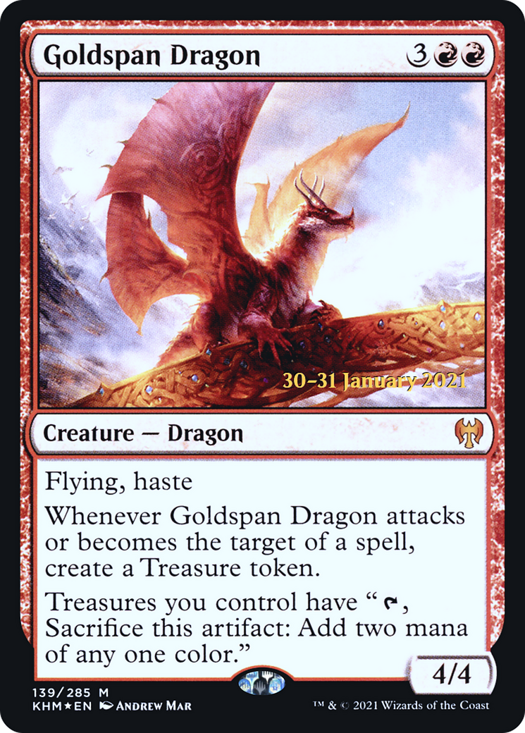 Goldspan Dragon (PRE-139) [Kaldheim Promos] Foil