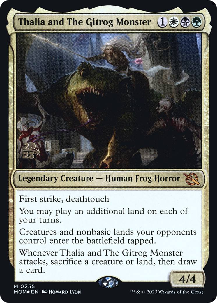 Thalia and The Gitrog Monster (PRE-255) [March of the Machine Promos] Foil