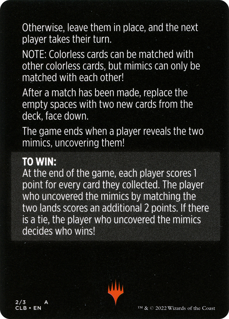 Mimic Match // Mimic Match (cont'd) (MCLB-002) [Commander Legends: Battle for Baldur's Gate Minigames] Foil