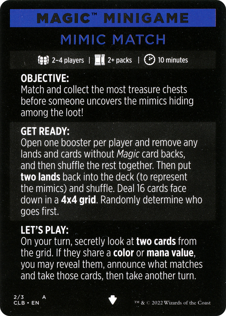 Mimic Match // Mimic Match (cont'd) (MCLB-002) [Commander Legends: Battle for Baldur's Gate Minigames] Foil