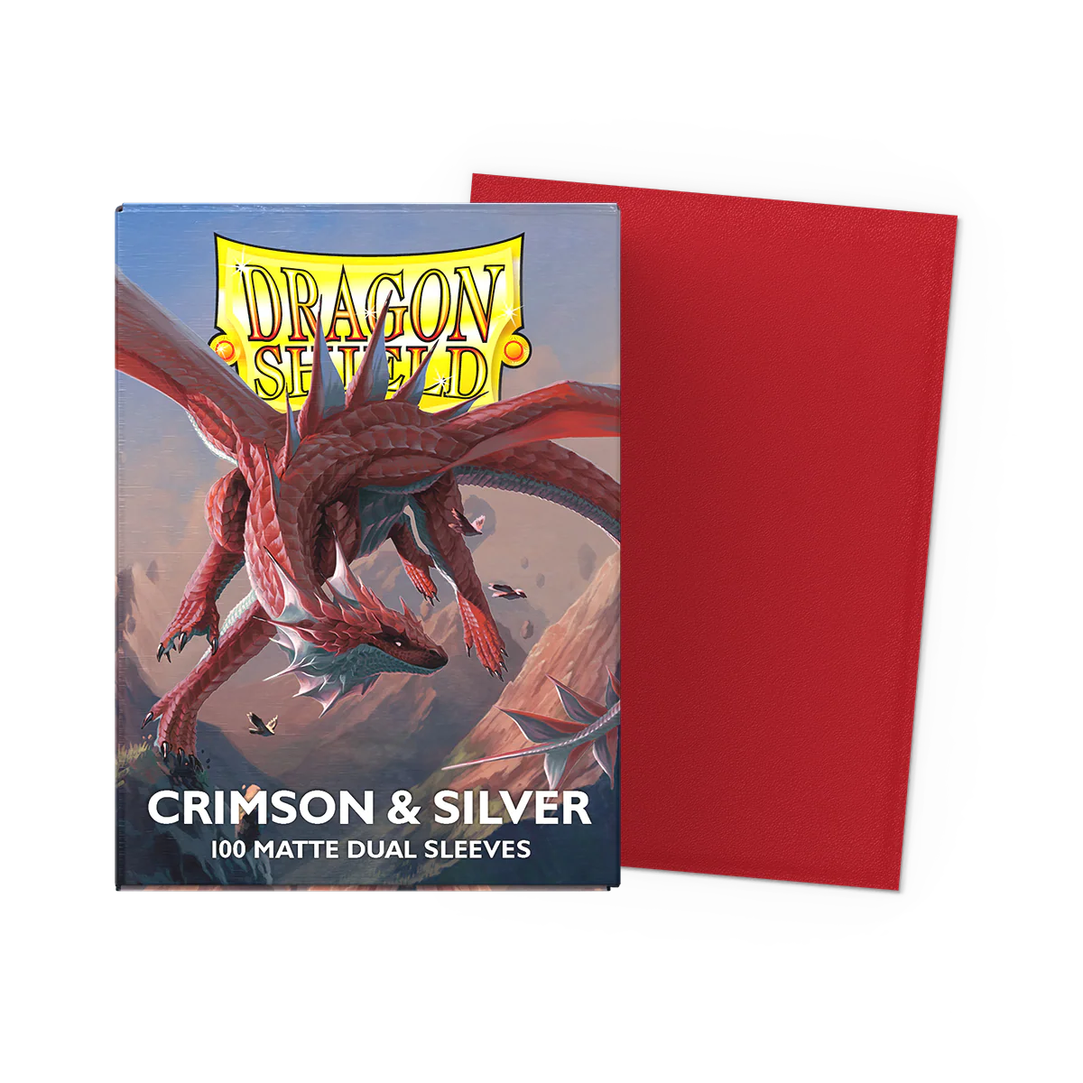 Dragon Shield - Dual Matte Standard Sleeves - Crimson & Silver