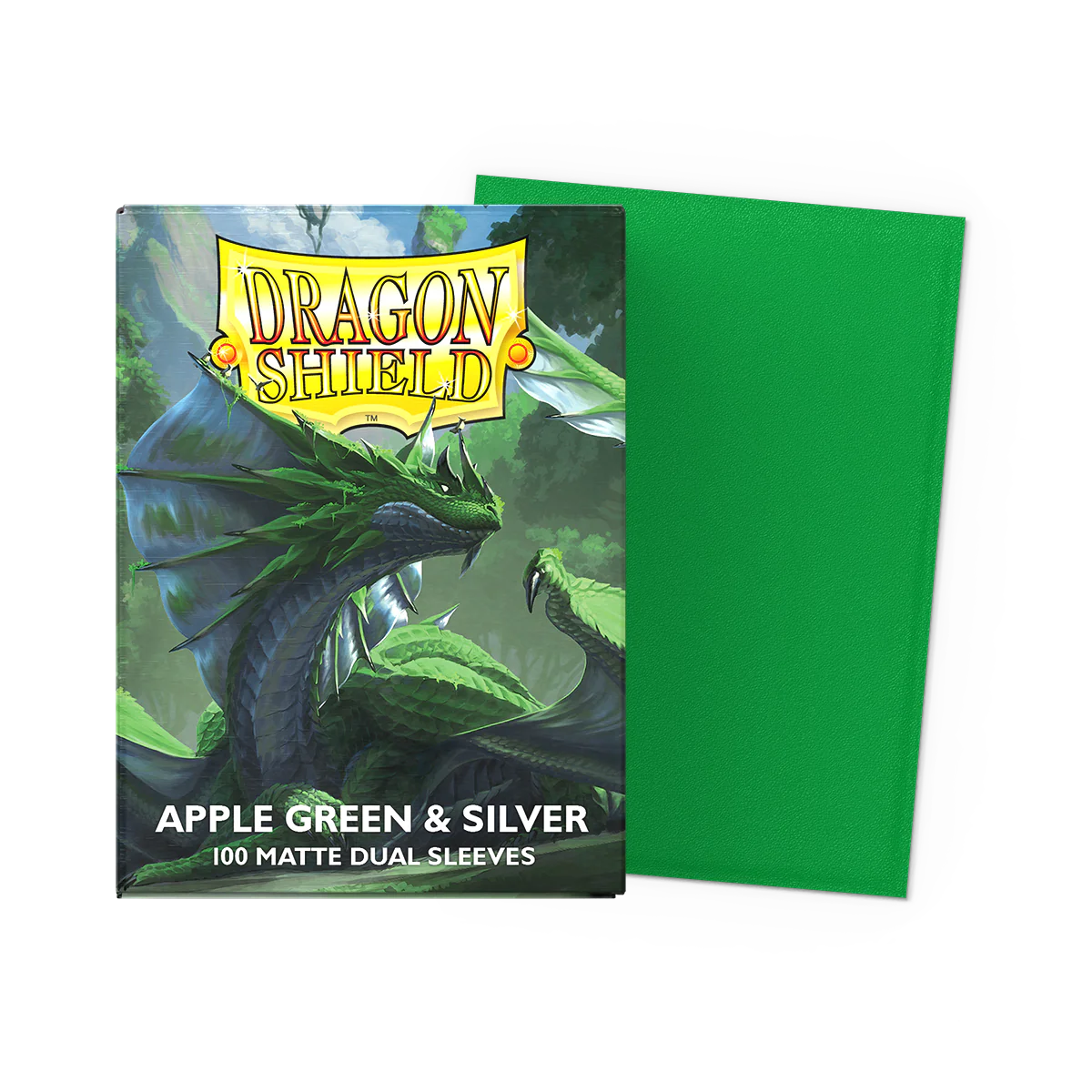 Dragon Shield - Dual Matte Standard Sleeves - Apple Green & Silver
