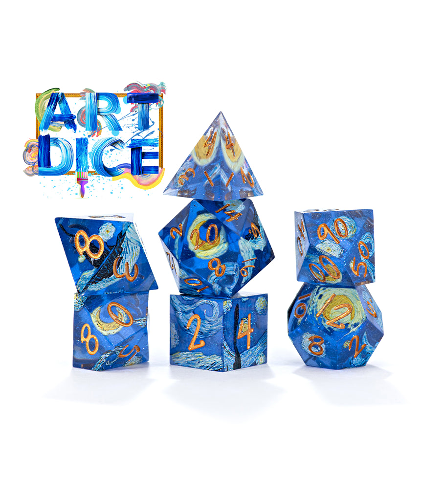 Gate Keeper Games - Fine Art Dice - 'Starry Night' 7 Die Set