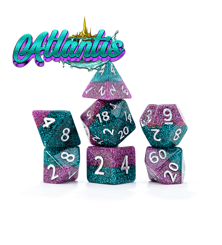 Gate Keeper Games - Glitter Bomb - 'Atlantis' 7 Die Set