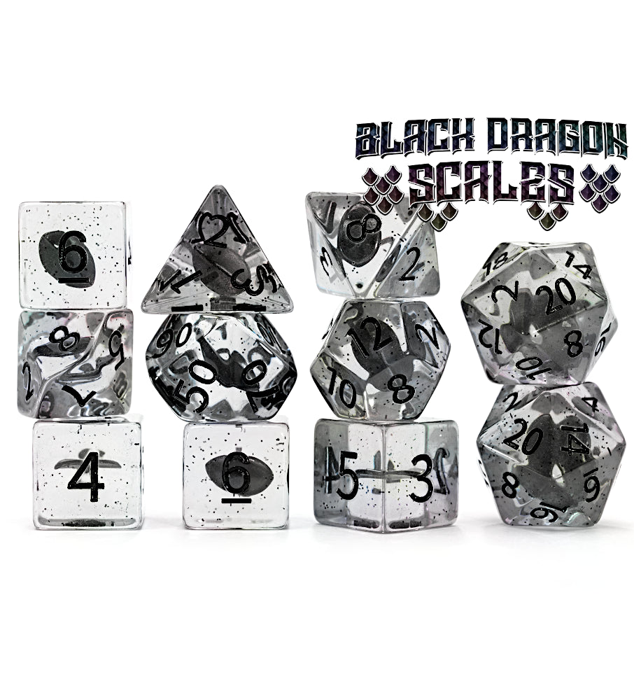 Gate Keeper Games - Inclusion Dice - 'Black Dragon Scales' - 11 Die Set