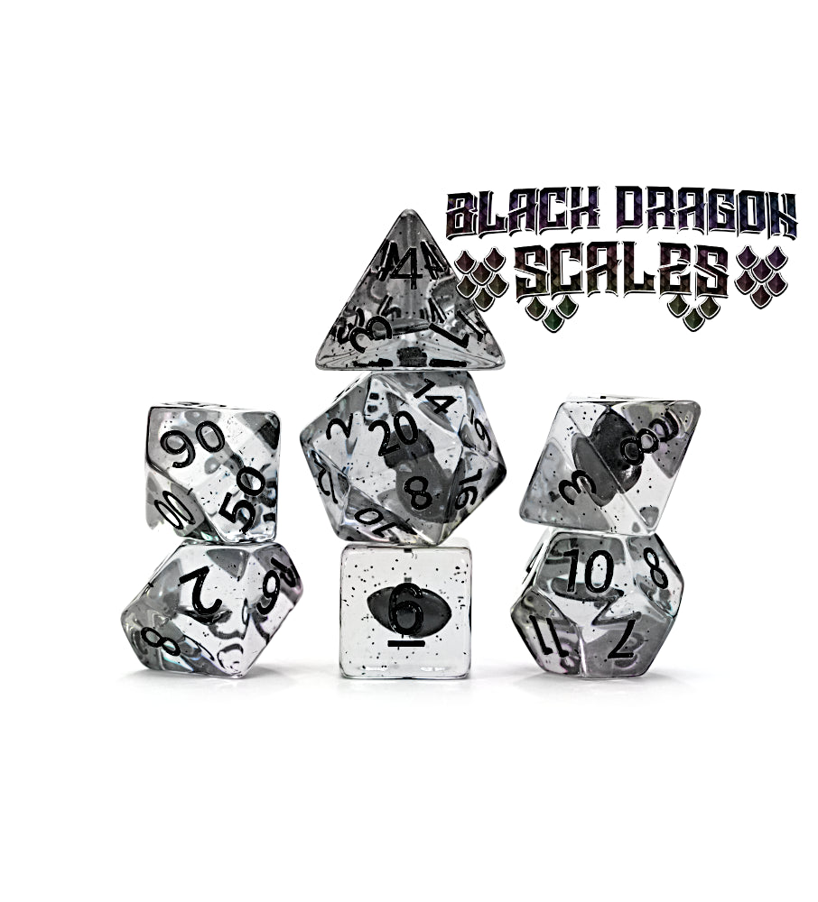 Gate Keeper Games - Inclusion Dice - 'Black Dragon Scales' 7 Die Set
