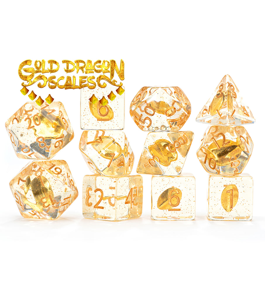 Gate Keeper Games - Inclusion Dice - 'Gold Dragon Scales' - 11 Die Set