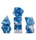 Gate Keeper Games - Halfsies Dice - 'Glitter Blue' 7 Die Set