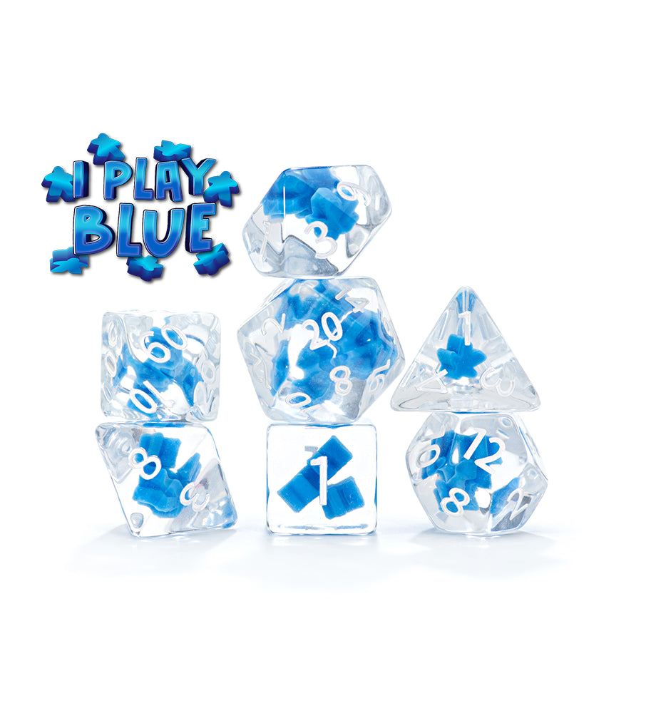 Gate Keeper Games - Inclusion Dice - 'I Play Blue' 7 Die Set
