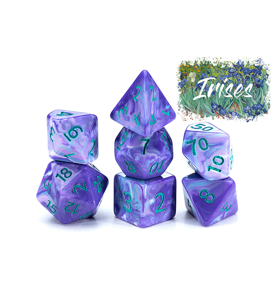 Gate Keeper Games - Van Gogh Dice - 'Irises' 7 Die Set