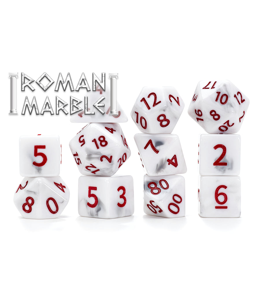 Gate Keeper Games - Alea Simplex Dice - 'Roman Marble' - 11 Die Set