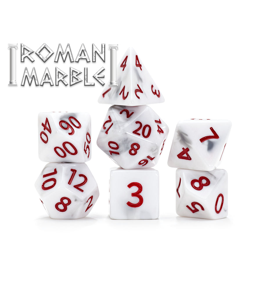 Gate Keeper Games - Alea Simplex Dice - 'Roman Marble' 7 Die Set