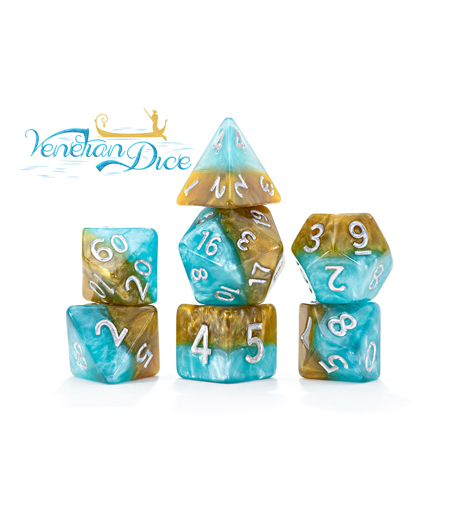 Gate Keeper Games - Halfsies Dice - 'Venetian Dice' 7 Die Set