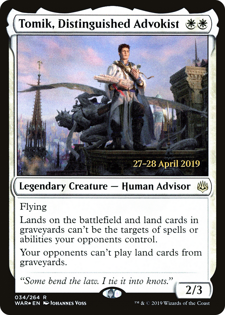 Tomik, Distinguished Advokist (PRE-034) [War of the Spark Promos] Foil