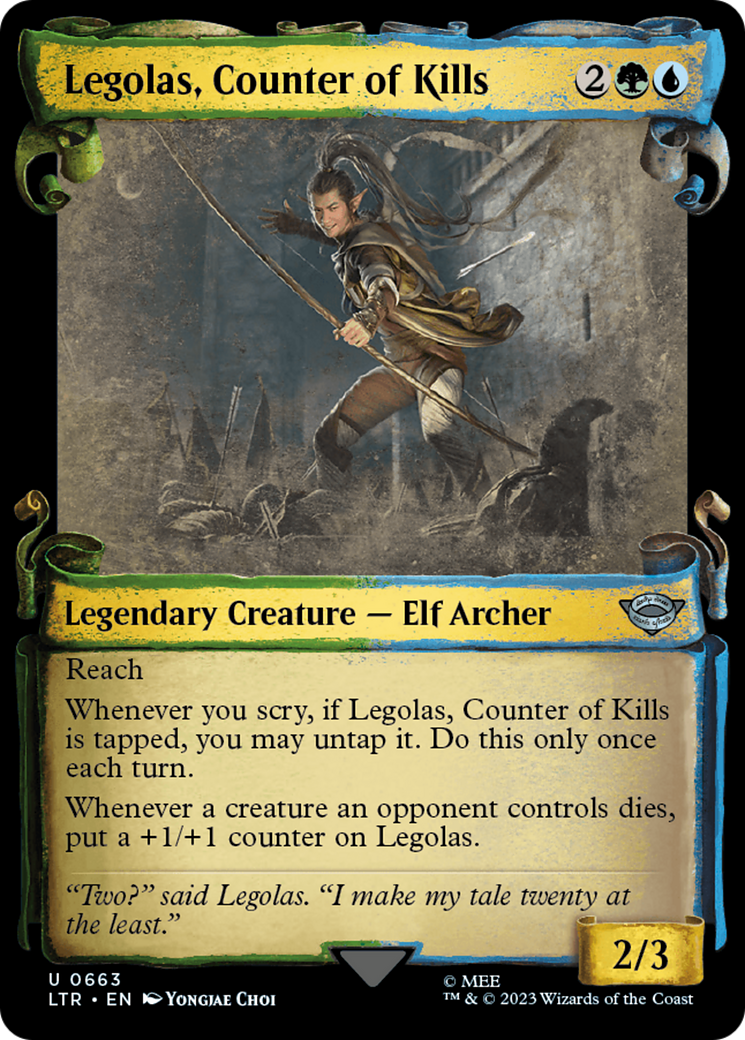 Legolas, Counter of Kills (Showcase Scrolls) (LTR-663) [The Lord of the Rings: Tales of Middle-earth] Foil