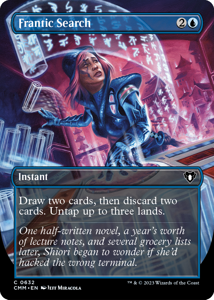 Frantic Search (Borderless) (CMM-632) [Commander Masters] Foil