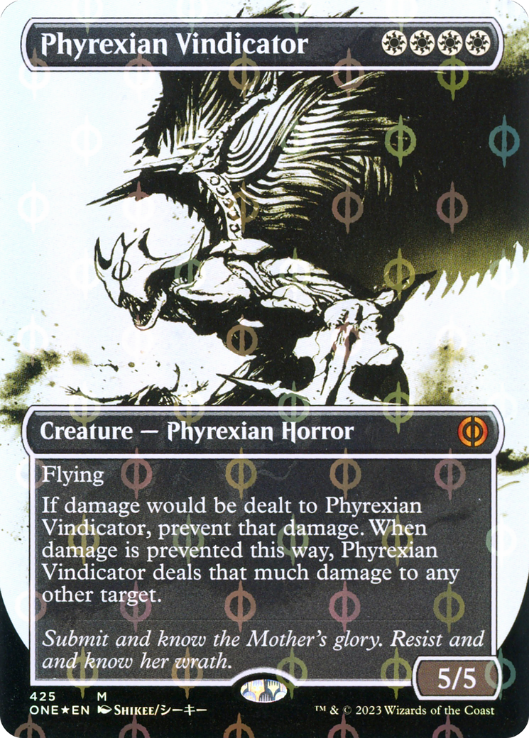 Phyrexian Vindicator (Showcase) (Step-and-Compleat Foil) (ONE-425) (Borderless) [Phyrexia: All Will Be One] Foil