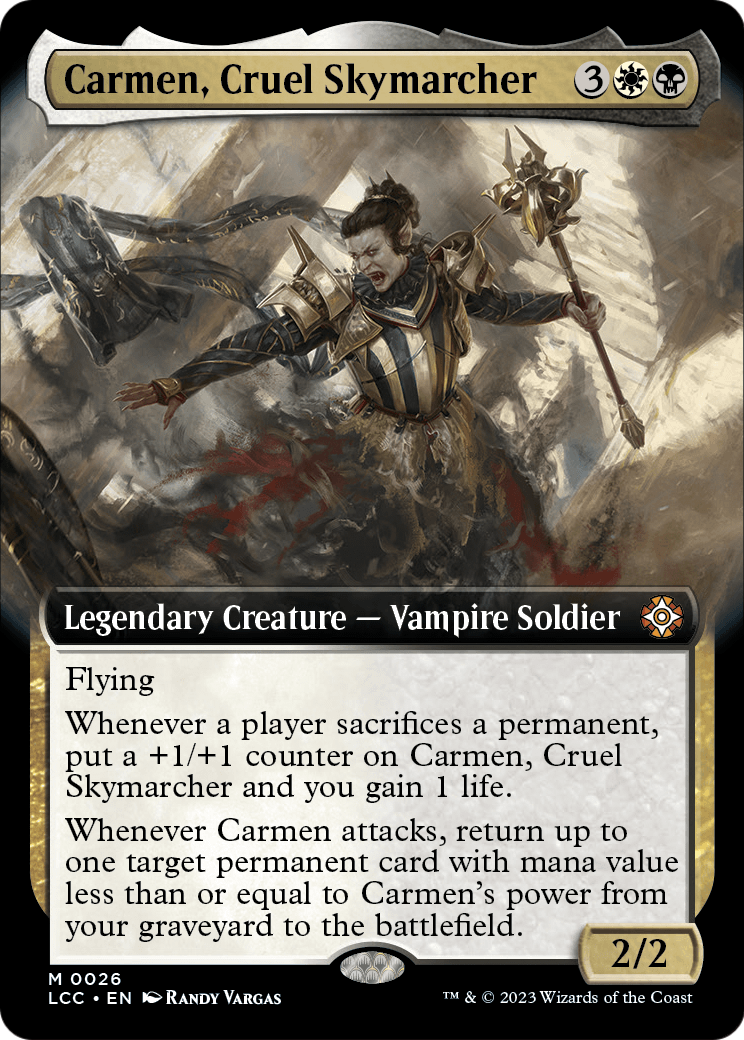Carmen, Cruel Skymarcher (Extended Art) (LCC-026) [The Lost Caverns of Ixalan Commander]
