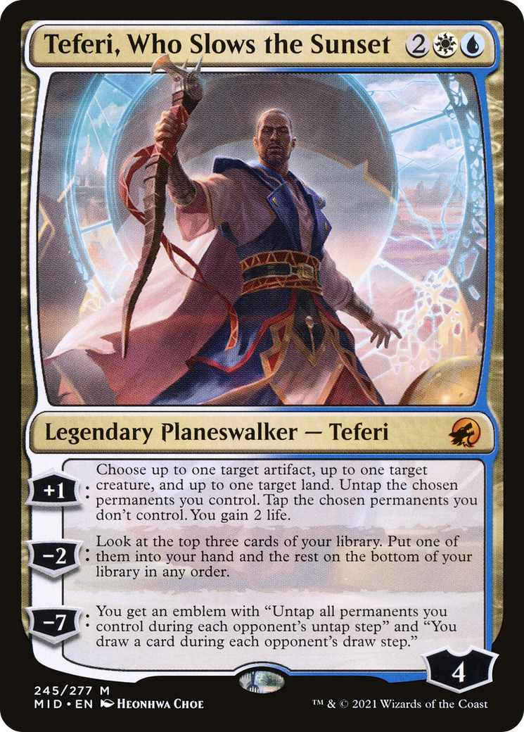 Teferi, Who Slows the Sunset (MID-245) [Innistrad: Midnight Hunt] Foil