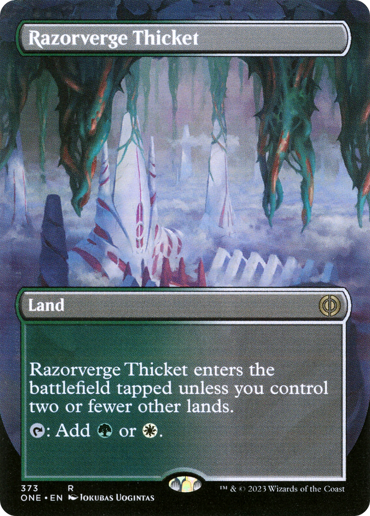 Razorverge Thicket (Borderless) (ONE-373) [Phyrexia: All Will Be One] Foil