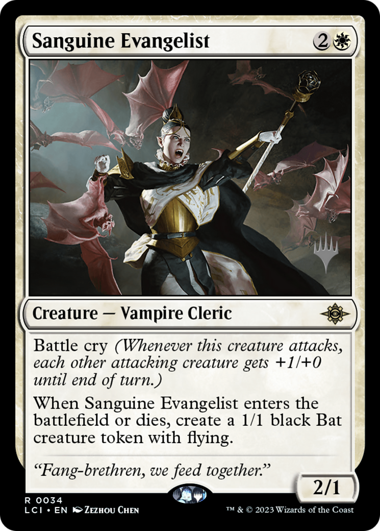 Sanguine Evangelist (PPLCI-034) [Promo Pack: The Lost Caverns of Ixalan Promos] Foil