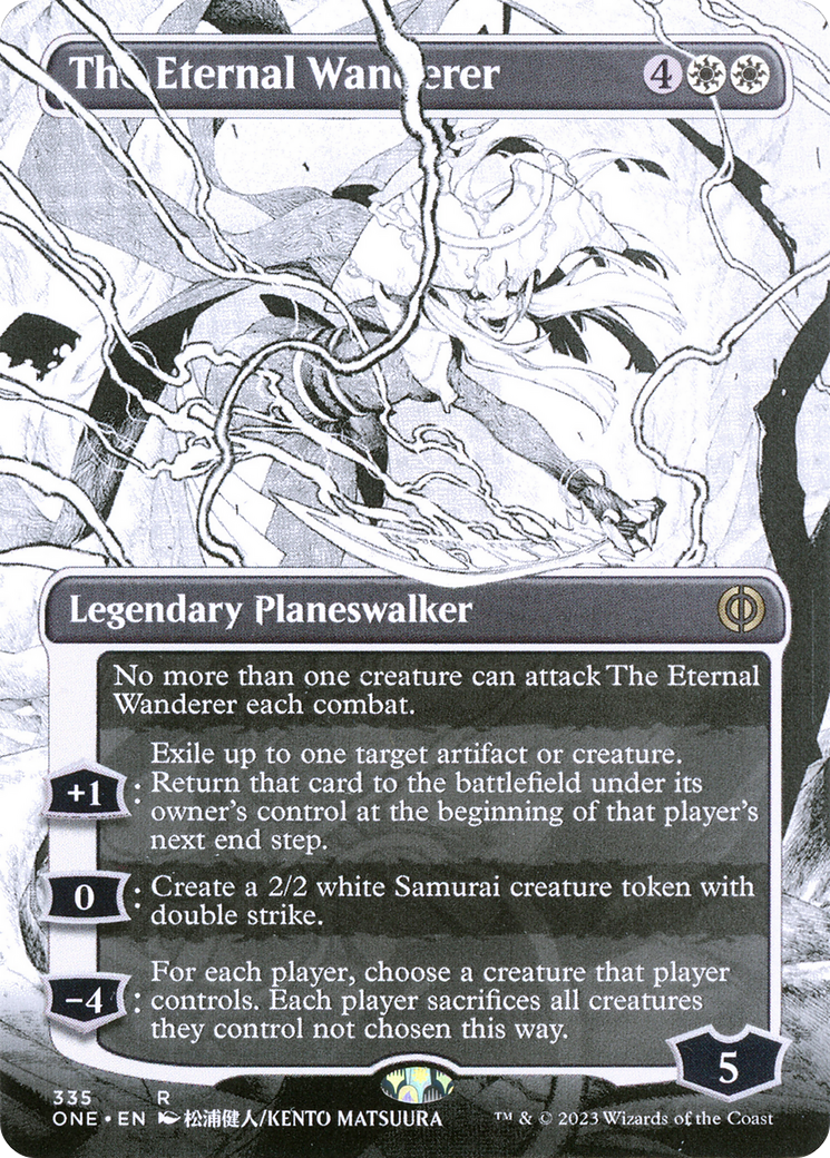 The Eternal Wanderer (Borderless) (ONE-335) (Showcase) [Phyrexia: All Will Be One] Foil