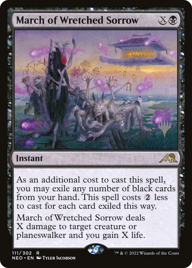 March of Wretched Sorrow (PPNEO-111) [Promo Pack: Kamigawa: Neon Dynasty Promos] Foil