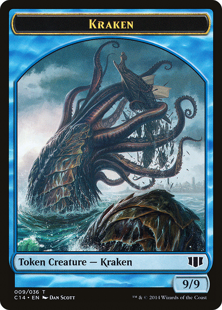 Kraken // Zombie (Blue) Double-sided Token (C14-9 // 11) [Commander 2014 Tokens]
