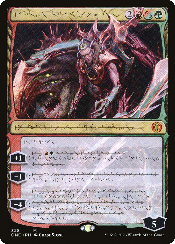 Lukka, Bound to Ruin (Phyrexian) (ONE-328) (Showcase) [Phyrexia: All Will Be One] Foil