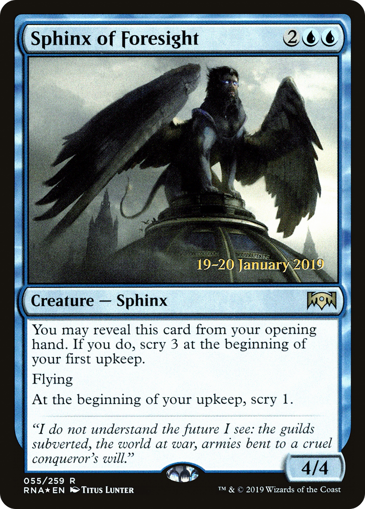 Sphinx of Foresight (PRE-055) [Ravnica Allegiance Promos] Foil